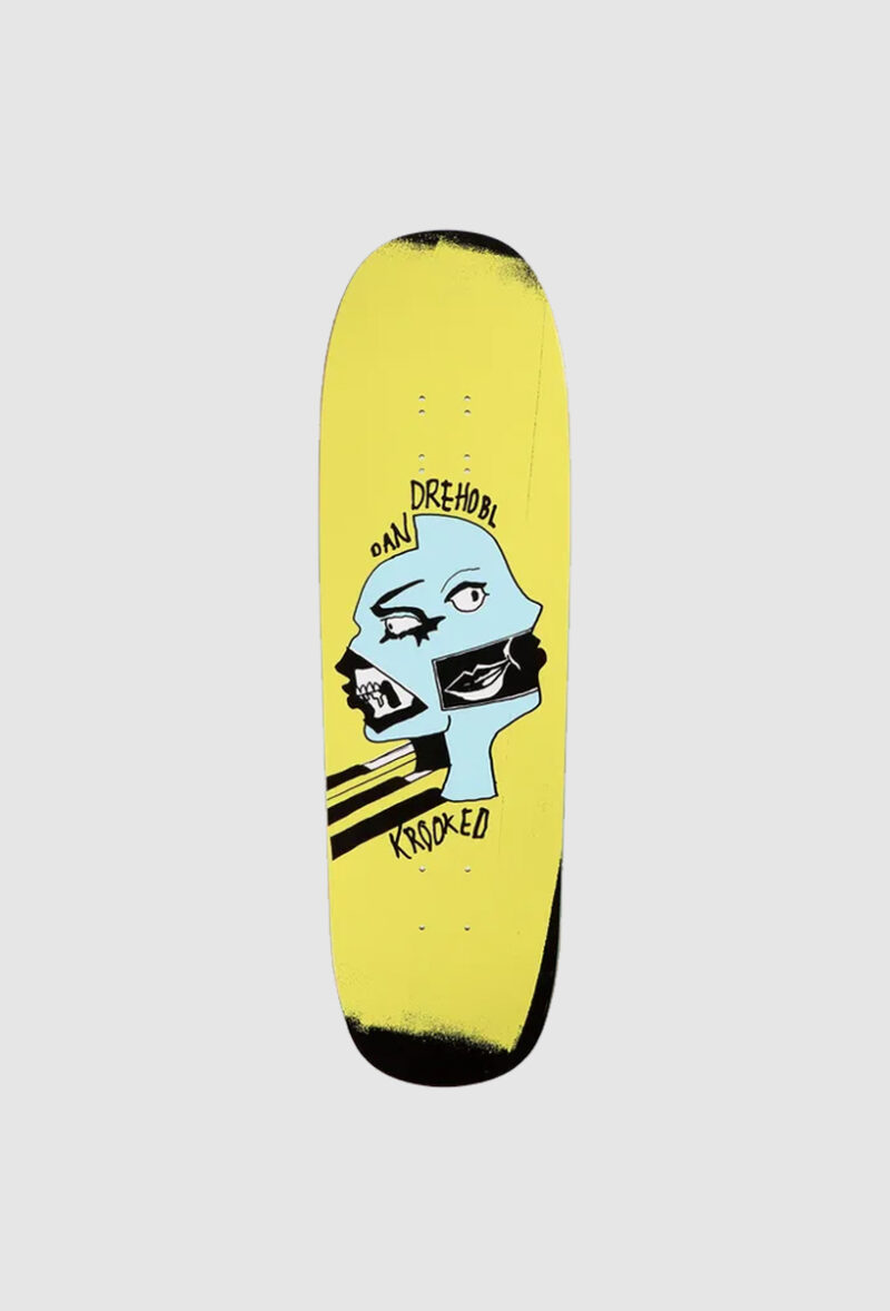 krooked skateboards drehobl two face yellow 9.25 shaped